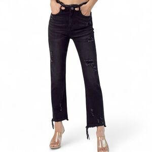 Risen Los Angeles Black Distressed Jeans - Fray Hems